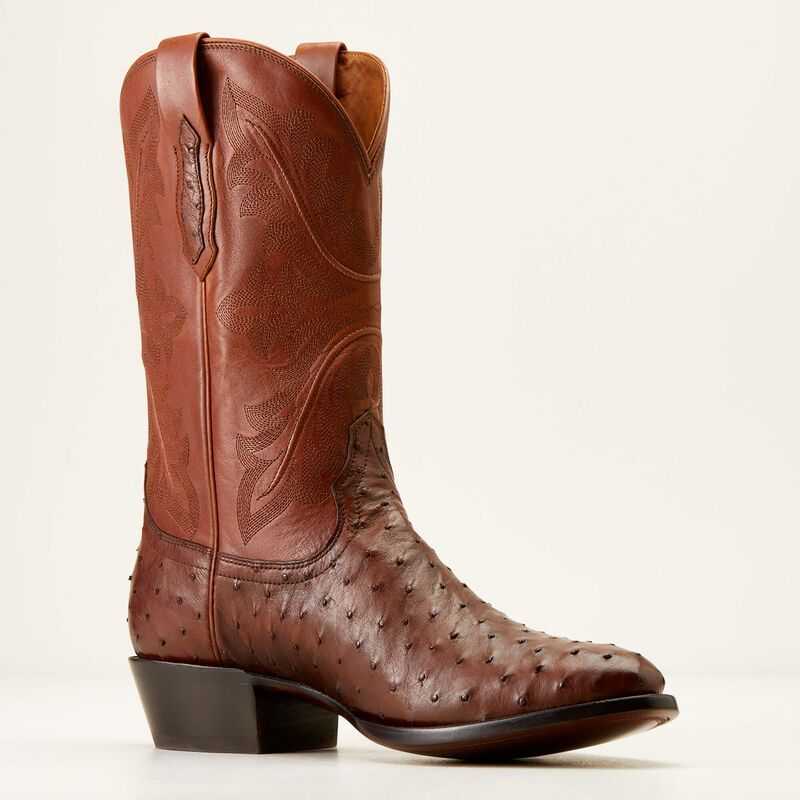 Ariat Bench Made James Western Boot Bourbon Full Quill Ostrich | 834SAORUK