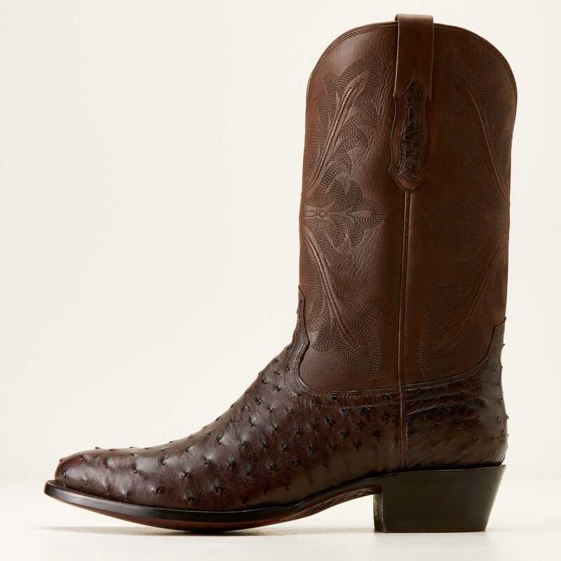 Ariat Bench Made James Western Boot Espresso Full Quill Ostrich | 673BXUKHZ