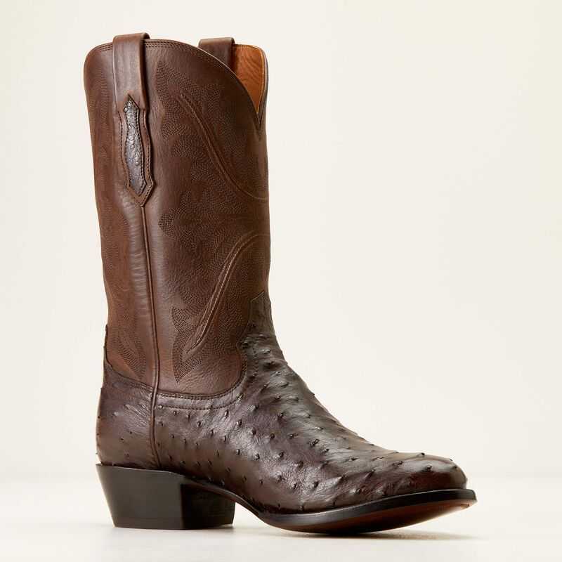 Ariat Bench Made James Western Boot Espresso Full Quill Ostrich | 673BXUKHZ