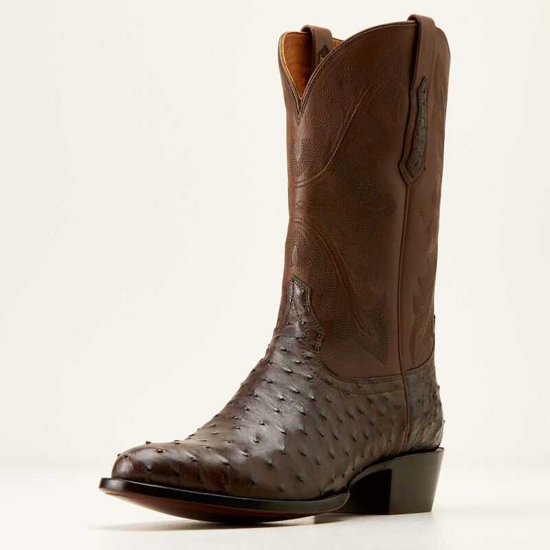 Ariat Bench Made James Western Boot Espresso Full Quill Ostrich | 673BXUKHZ