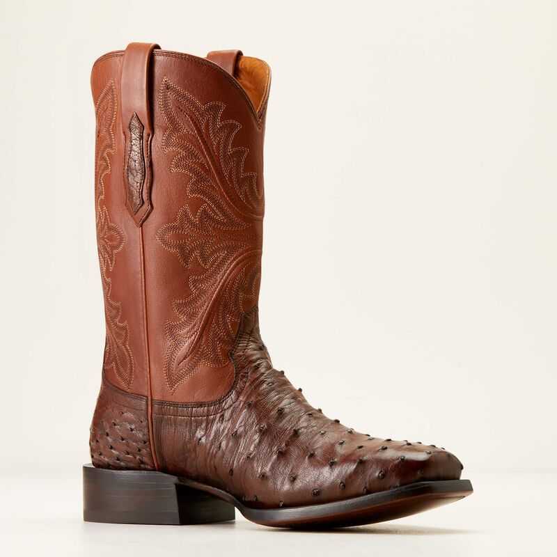 Ariat Bench Made Stilwell Western Boot Bourbon Full Quill Ostrich | 237QFLGXO