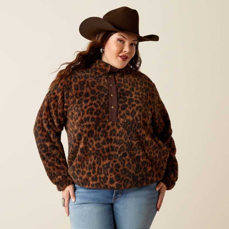 Ariat Berber Snap Front Sweatshirt Leopard | 751GXDWLS