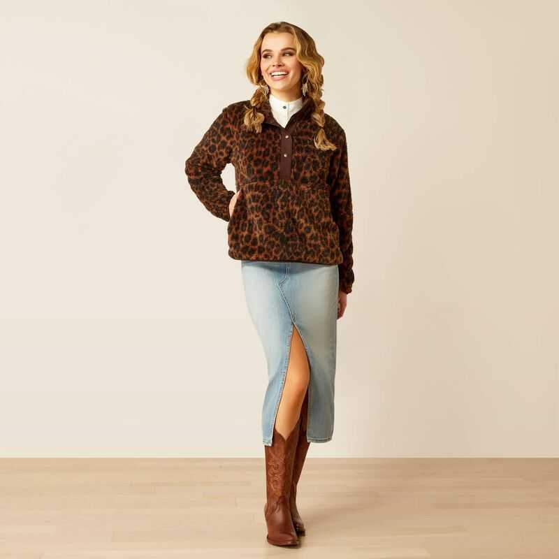 Ariat Berber Snap Front Sweatshirt Leopard | 751GXDWLS