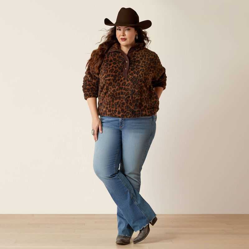 Ariat Berber Snap Front Sweatshirt Leopard | 751GXDWLS