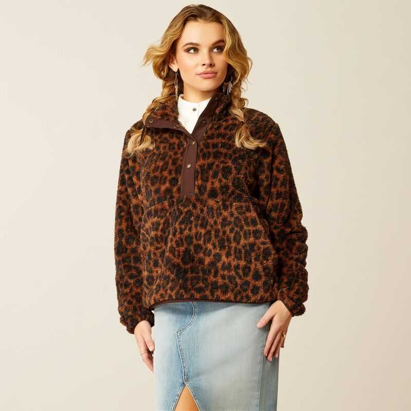 Ariat Berber Snap Front Sweatshirt Leopard | 751GXDWLS