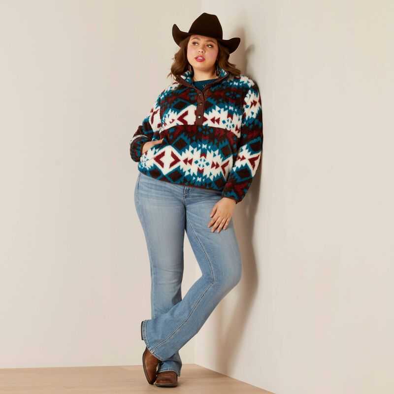 Ariat Berber Snap Front Sweatshirt Plainsview Print | 615DNQTAZ