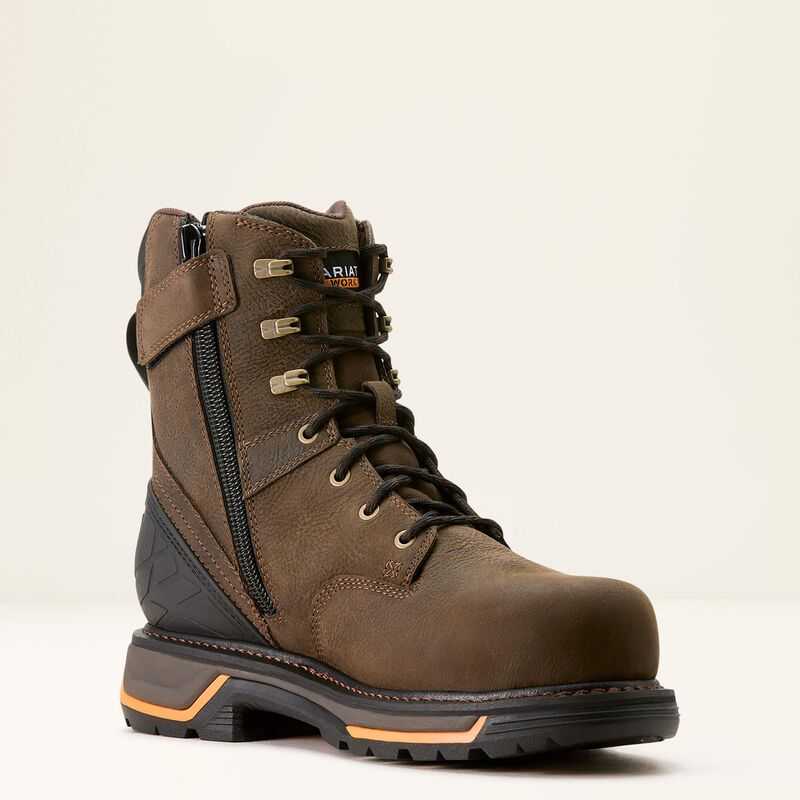 Ariat Big Rig 8' Waterproof Composite Toe Work Boot Coffee | 205IGXSYR