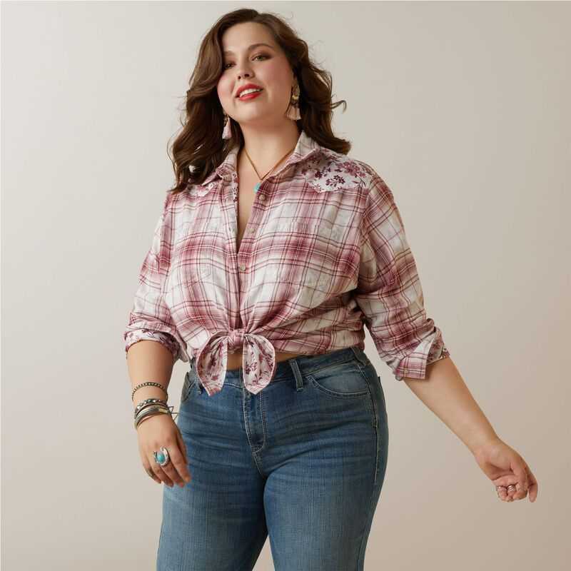 Ariat Billie Jean Shirt Willa Plaid Floral | 720NGVFBE