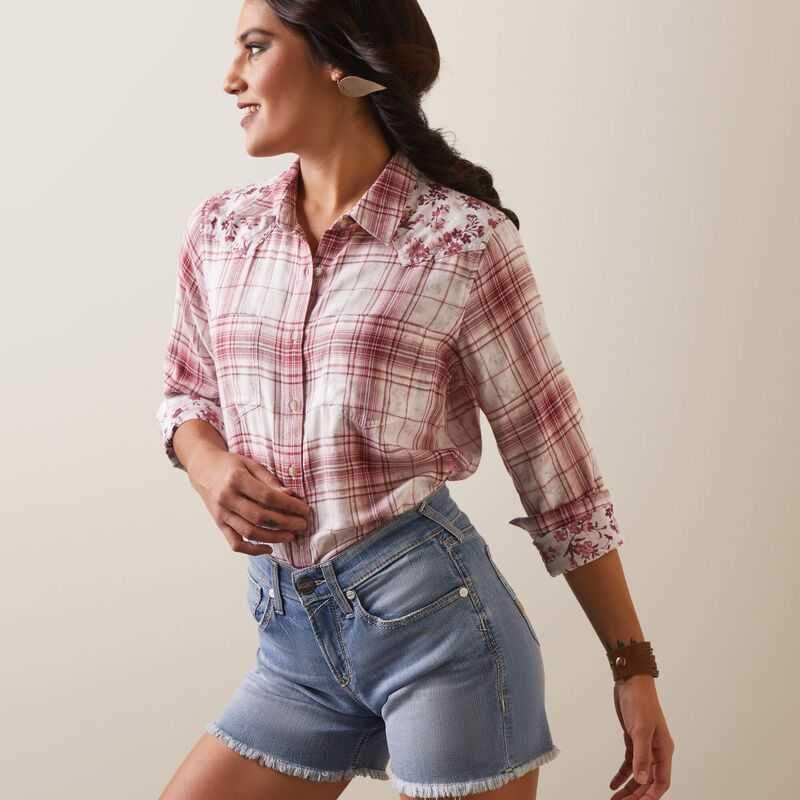 Ariat Billie Jean Shirt Willa Plaid Floral | 720NGVFBE