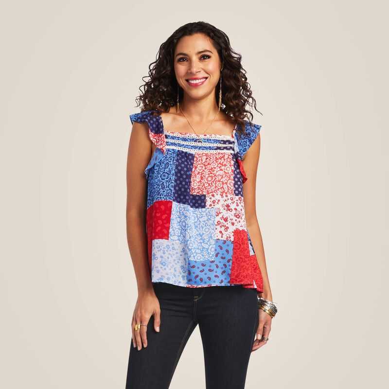 Ariat Blue Note Tank Patchwork Print | 127YNXJKP