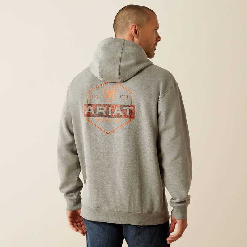 Ariat Bold Hex Hoodie Grey | 653DILQEW