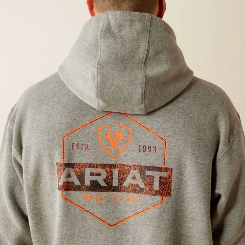 Ariat Bold Hex Hoodie Grey | 653DILQEW