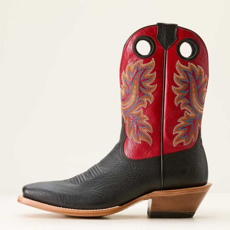 Ariat Bronc Stomper Cowboy Boot Black / Light Red | 832TISVUE