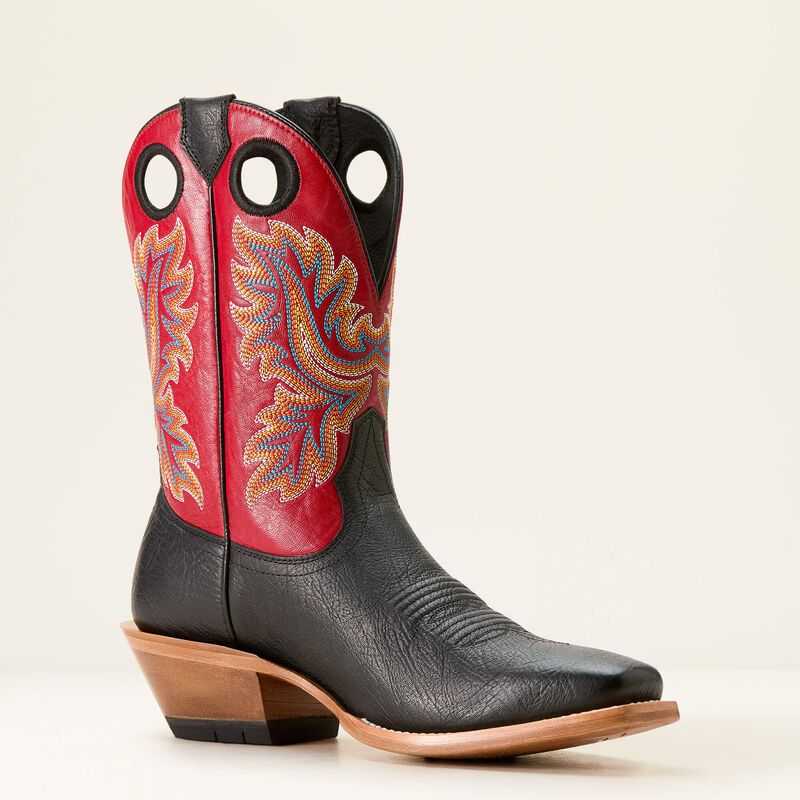 Ariat Bronc Stomper Cowboy Boot Black / Light Red | 832TISVUE