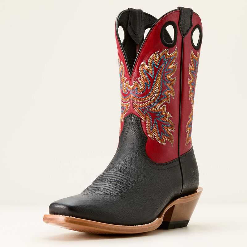 Ariat Bronc Stomper Cowboy Boot Black / Light Red | 832TISVUE