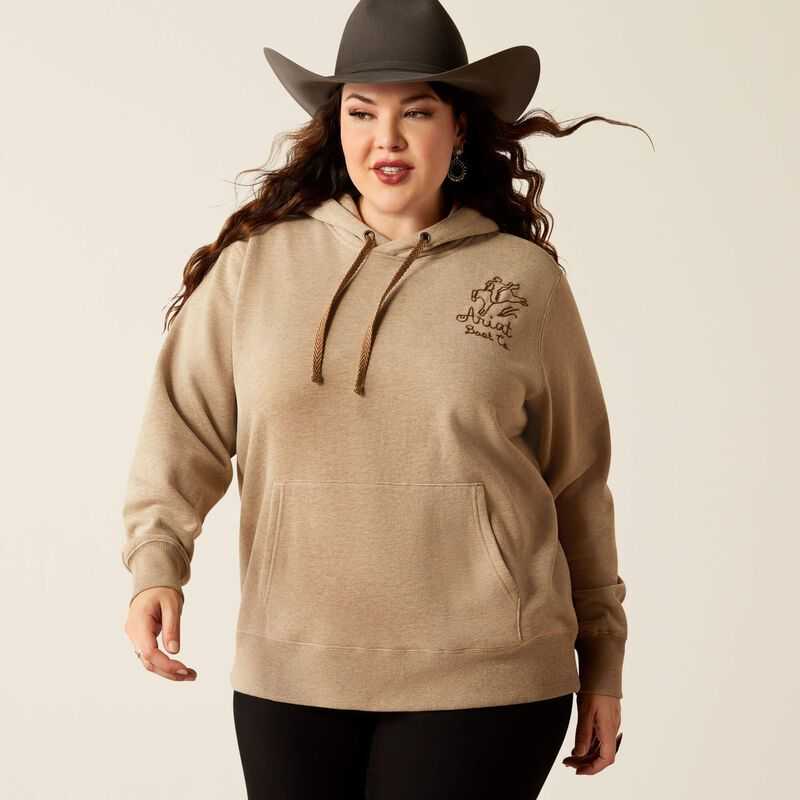 Ariat Bronco Stitch Hoodie Dark Beige | 013ORJCZG