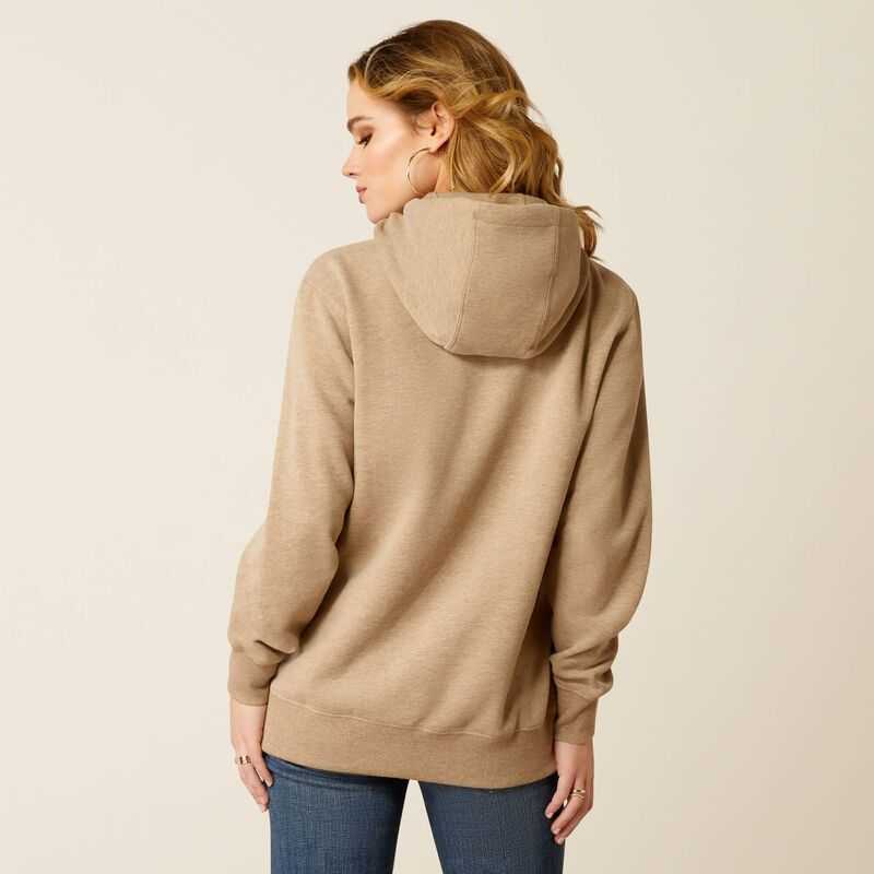 Ariat Bronco Stitch Hoodie Dark Beige | 013ORJCZG