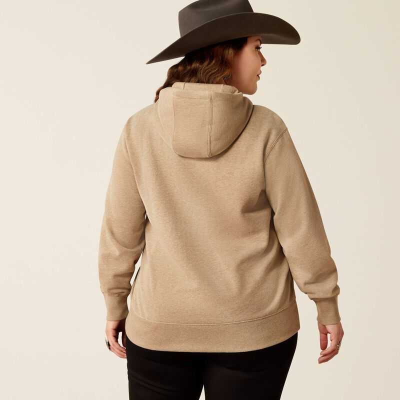 Ariat Bronco Stitch Hoodie Dark Beige | 013ORJCZG