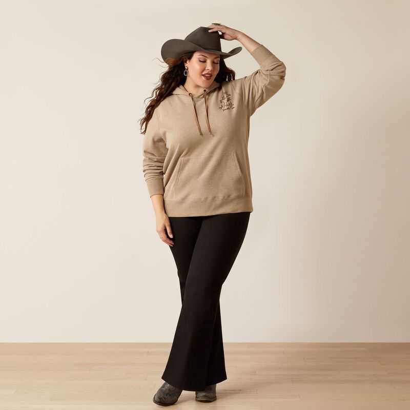 Ariat Bronco Stitch Hoodie Dark Beige | 013ORJCZG