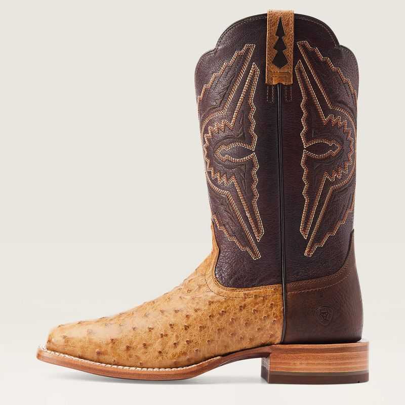 Ariat Broncy Western Boot Antique Saddle Fq Ostrich | 718FVJZLO