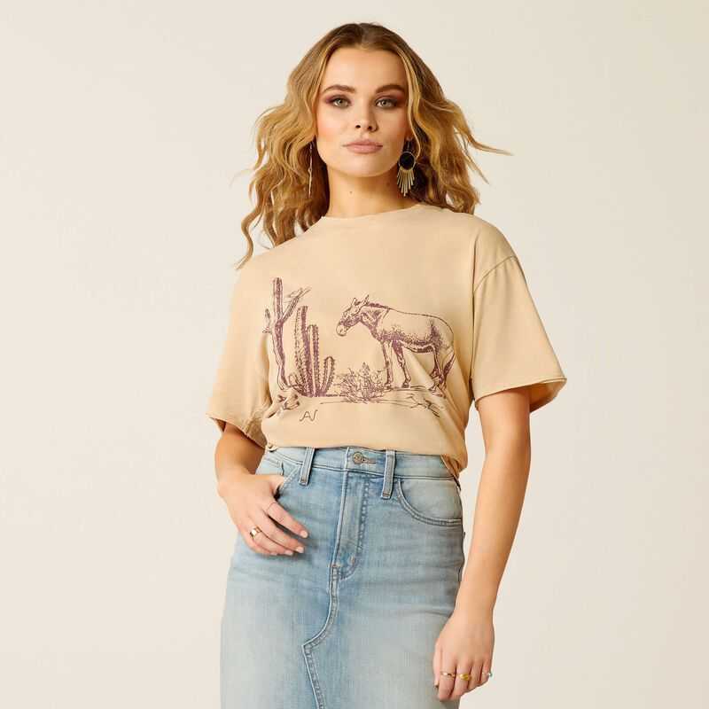 Ariat Burro T-Shirt Cream Wash | 219OITRHL