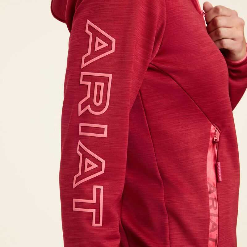 Ariat Byron Full Zip Hoodie Red | 802INZKEA