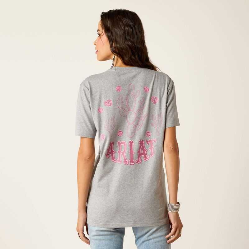 Ariat Cactus Rose T-Shirt Grey | 314HFWMKQ