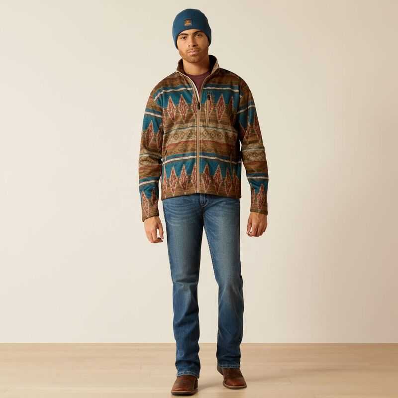 Ariat Caldwell Full Zip Sweater Brown | 139YQPKBF