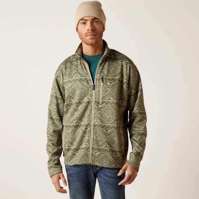 Ariat Caldwell Full Zip Sweater Olive | 089SHOGUM