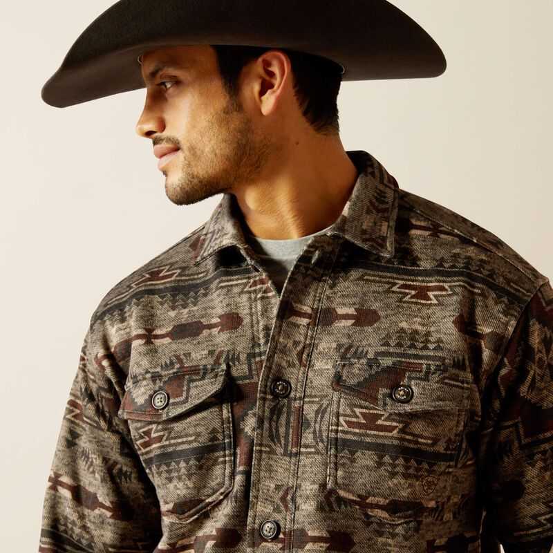 Ariat Caldwell Printed Shirt Jacket Brindle | 418UGYXRI