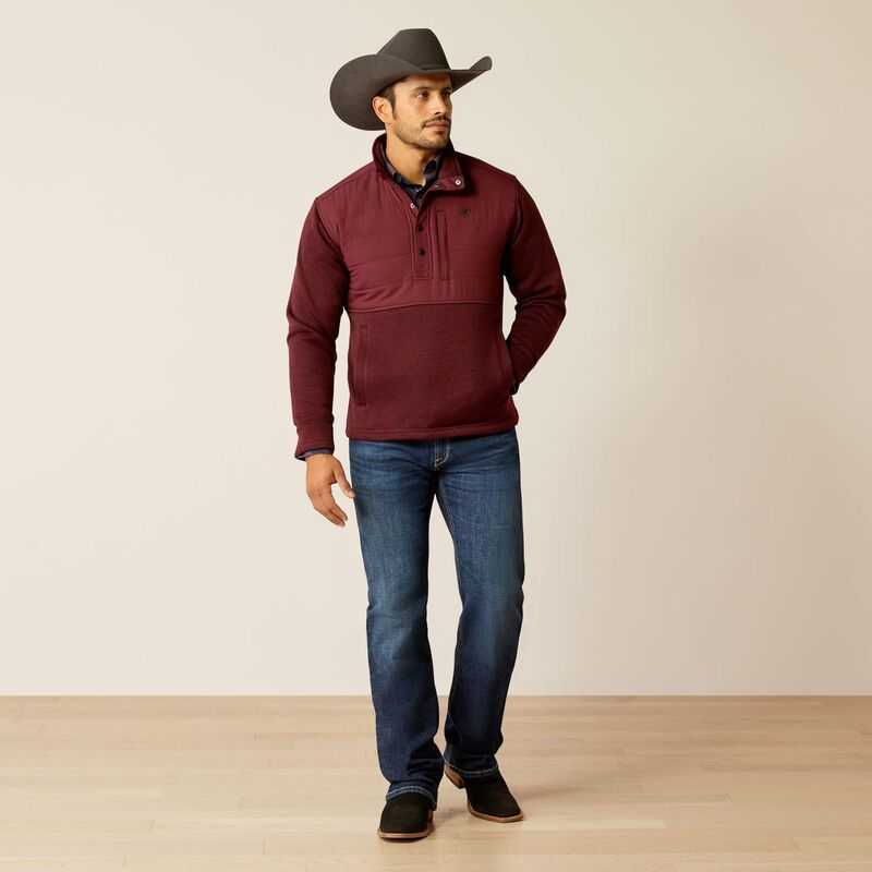 Ariat Caldwell Reinforced Snap Sweater Burgundy | 815DHOMQK