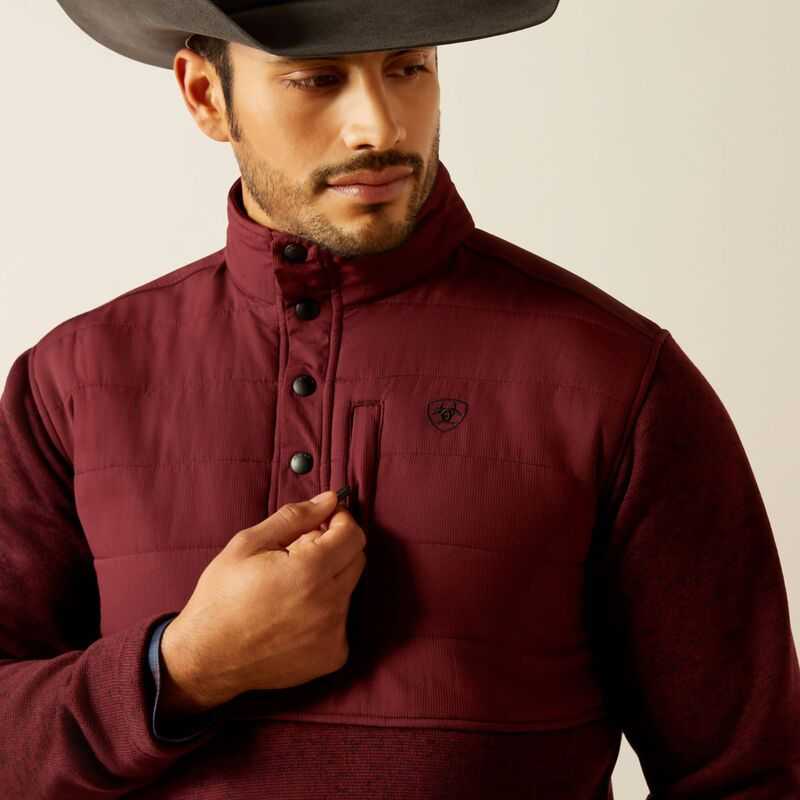 Ariat Caldwell Reinforced Snap Sweater Burgundy | 815DHOMQK