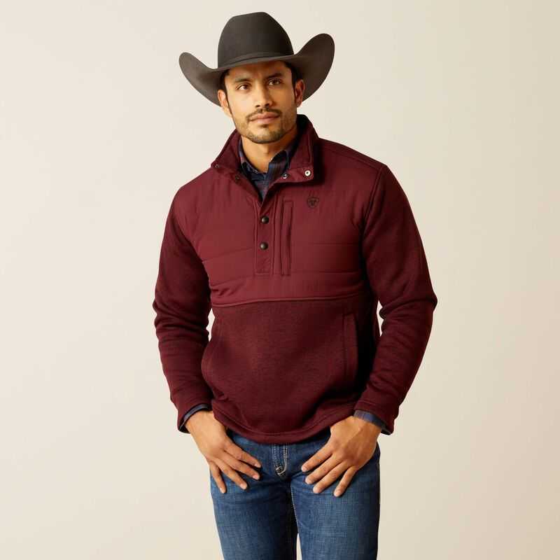 Ariat Caldwell Reinforced Snap Sweater Burgundy | 815DHOMQK