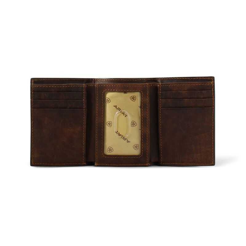 Ariat Canvas Logo Trifold Wallet Brown | 897WAVHZD