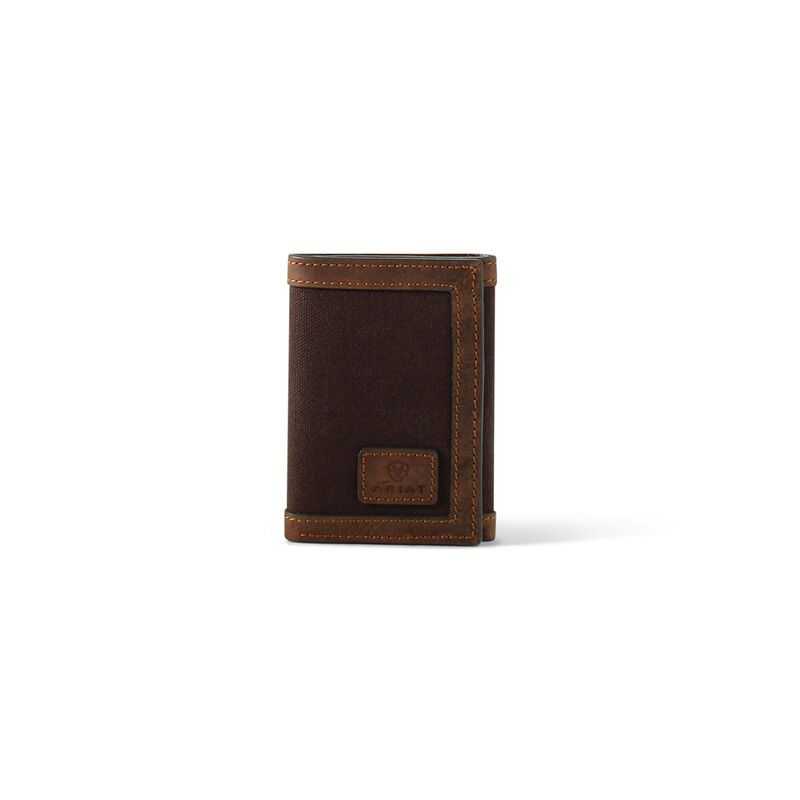 Ariat Canvas Logo Trifold Wallet Brown | 897WAVHZD