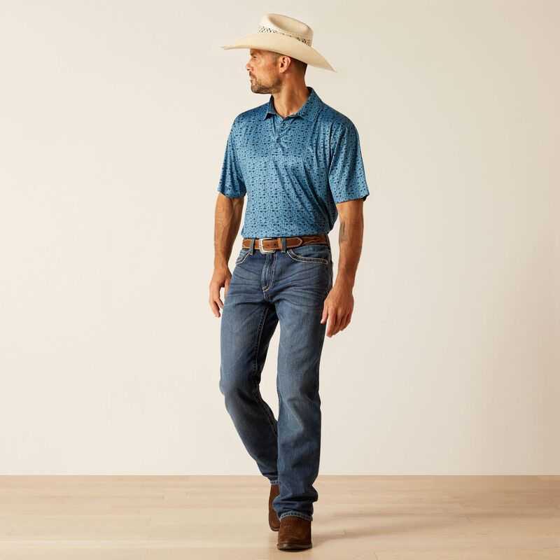 Ariat Charger 2.0 Printed Polo Blue | 386GSDPBA