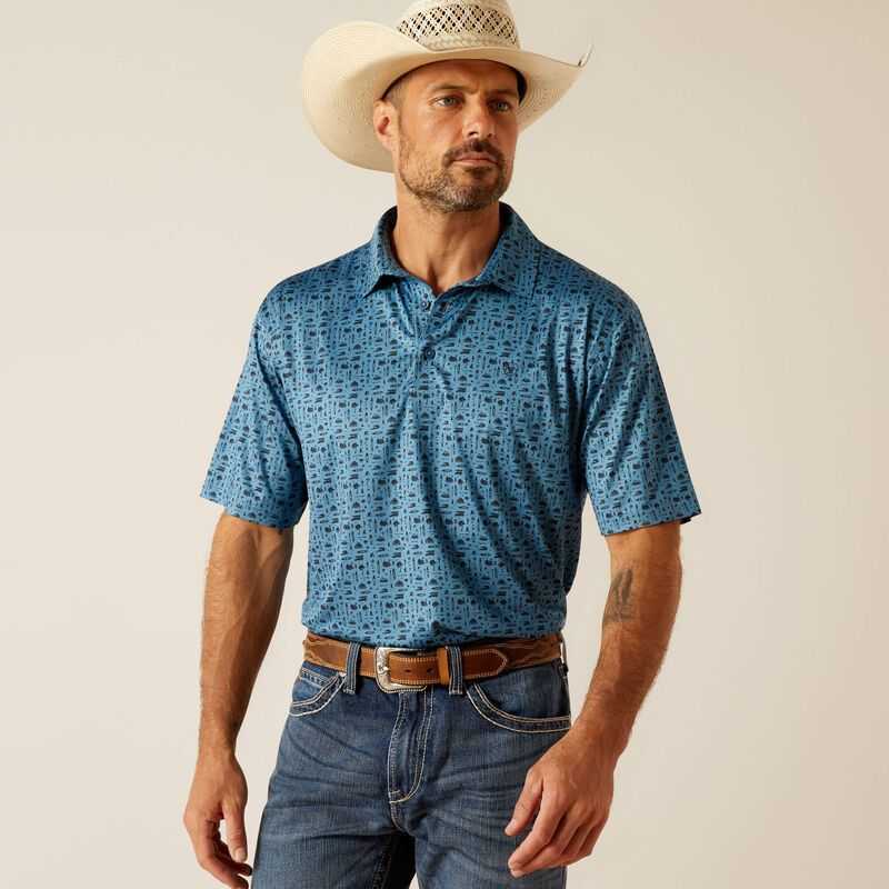 Ariat Charger 2.0 Printed Polo Blue | 386GSDPBA