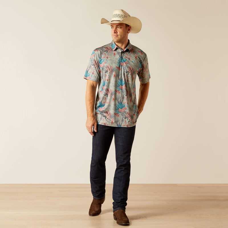 Ariat Charger 2.0 Printed Polo Light Grey | 957CITZWJ