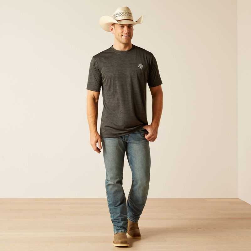 Ariat Charger Crestline T-Shirt Grey | 845EAIQPM