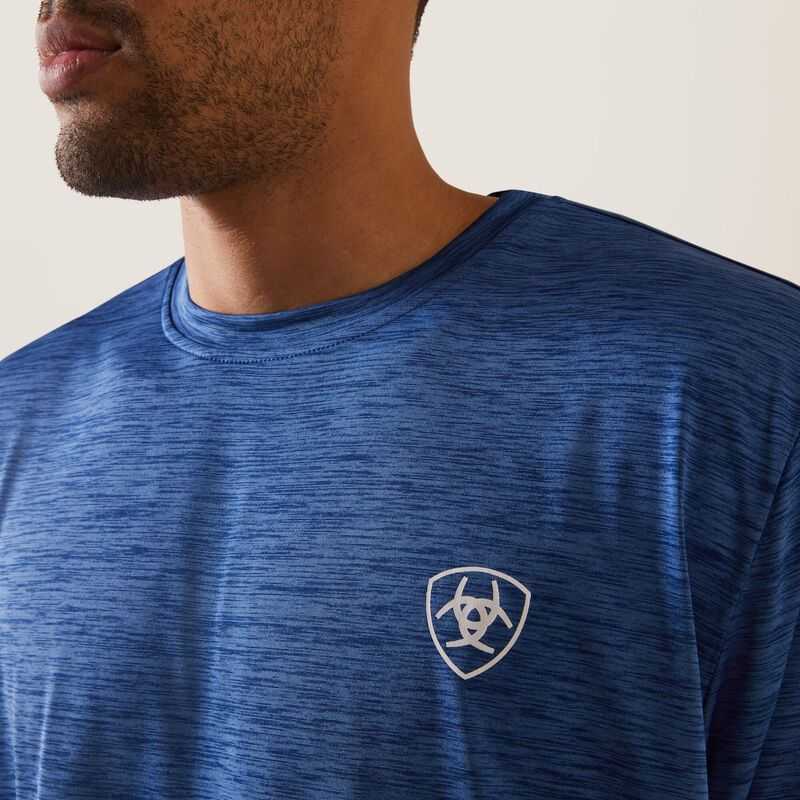 Ariat Charger Proud Shield T-Shirt Blue | 096VXYDBS