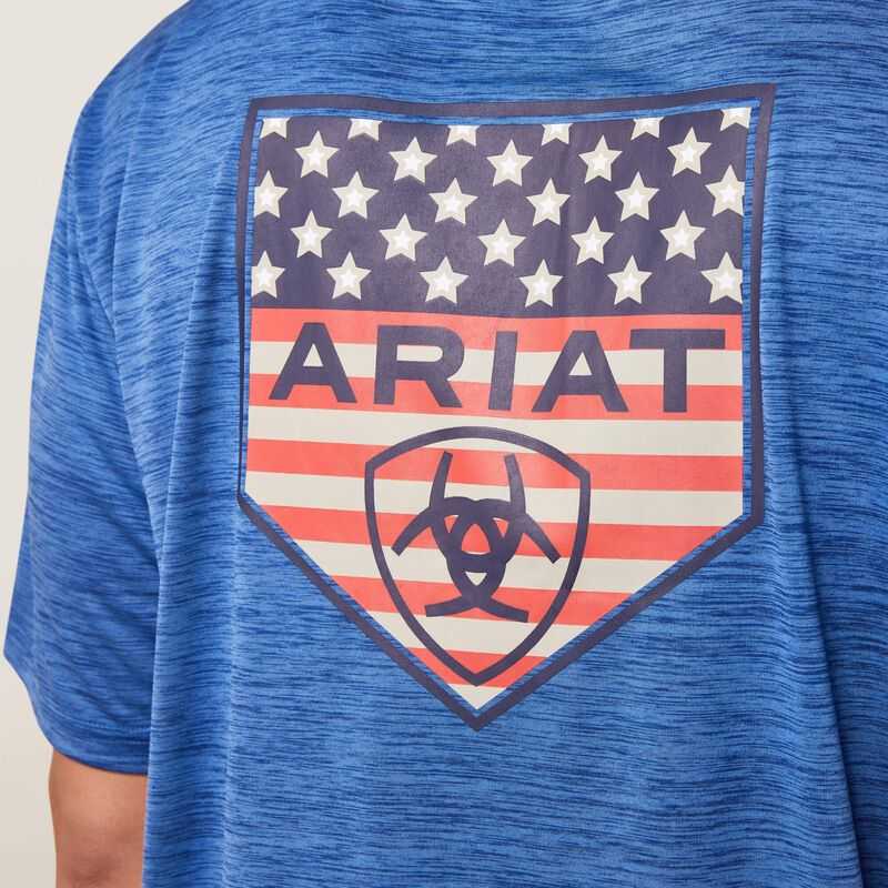 Ariat Charger Proud Shield T-Shirt Blue | 096VXYDBS