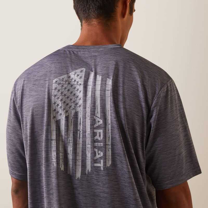 Ariat Charger Vertical Flag Tee Graystone | 973KNOYFL