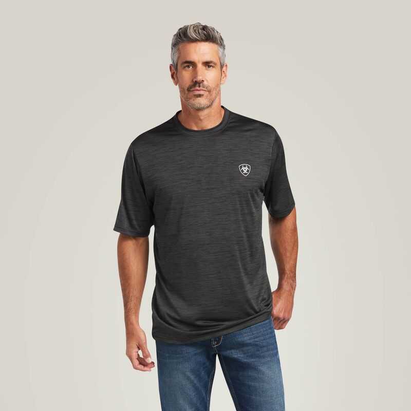 Ariat Charger Vertical Flag Tee Grey | 359OPJLCX