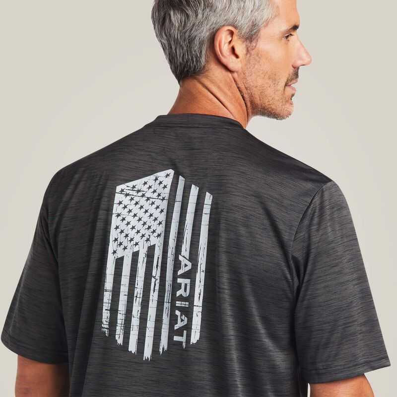 Ariat Charger Vertical Flag Tee Grey | 359OPJLCX