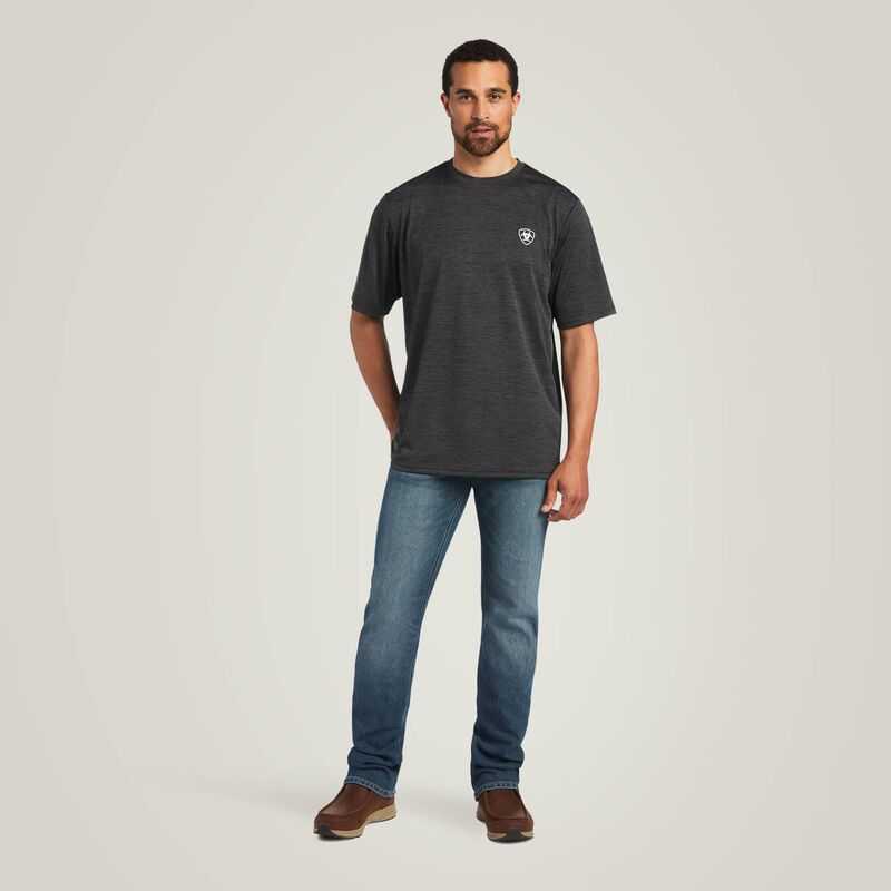 Ariat Charger Vertical Flag Tee Grey | 543ZCGJBY