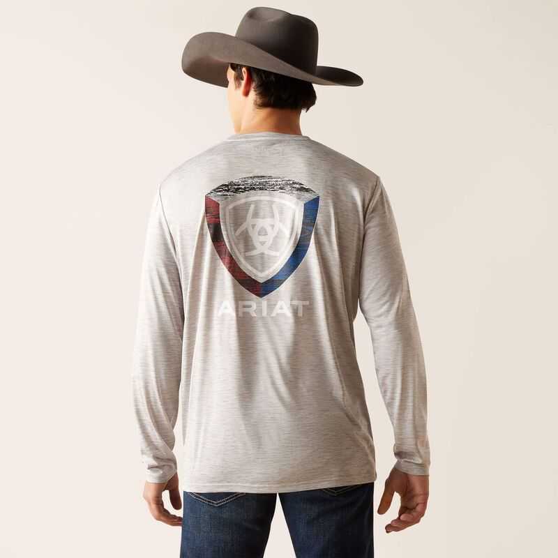 Ariat Charger Woodgrain Shield T-Shirt Grey | 479OXRNQY