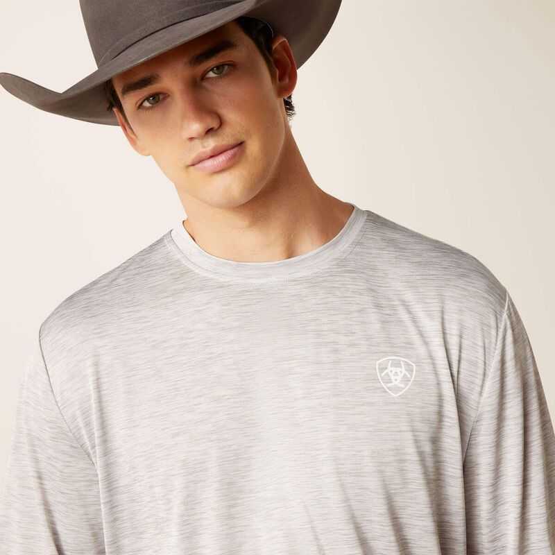 Ariat Charger Woodgrain Shield T-Shirt Grey | 479OXRNQY