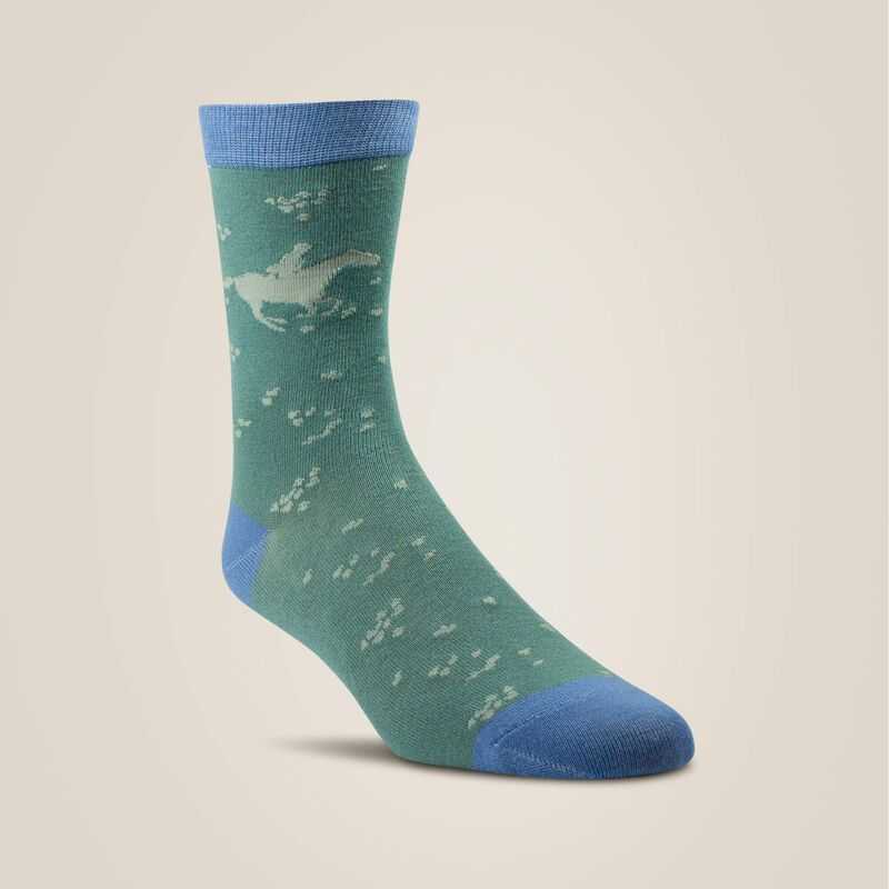 Ariat Charm Crew Socks Purity/Arctic Horses | 134QRKEWI