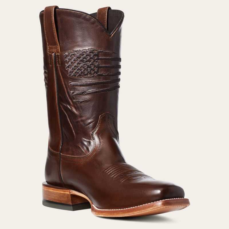 Ariat Circuit Patriot Square Toe Western Boot Brown | 592EQAXUI