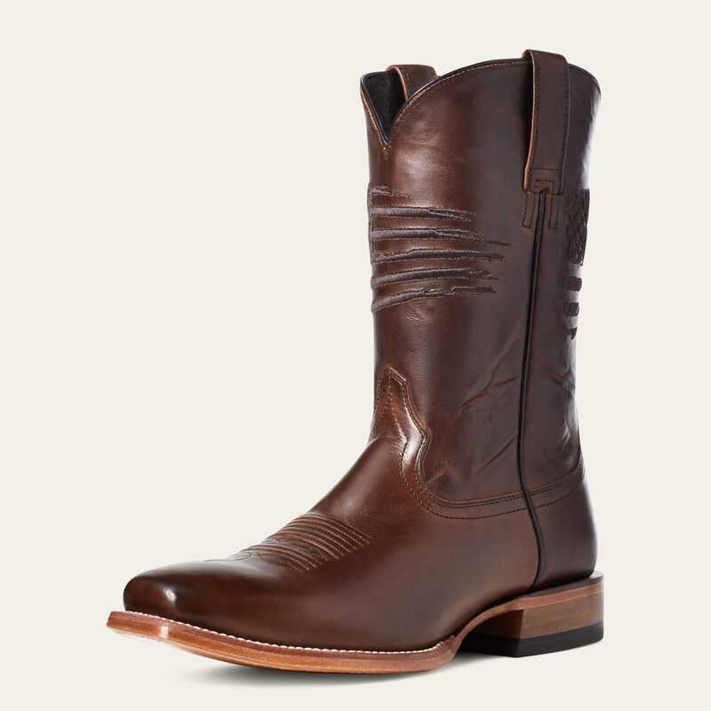 Ariat Circuit Patriot Square Toe Western Boot Brown | 592EQAXUI